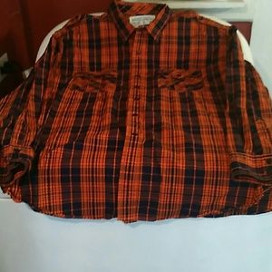 Nautica navy blue & orange LS button up shirt XL